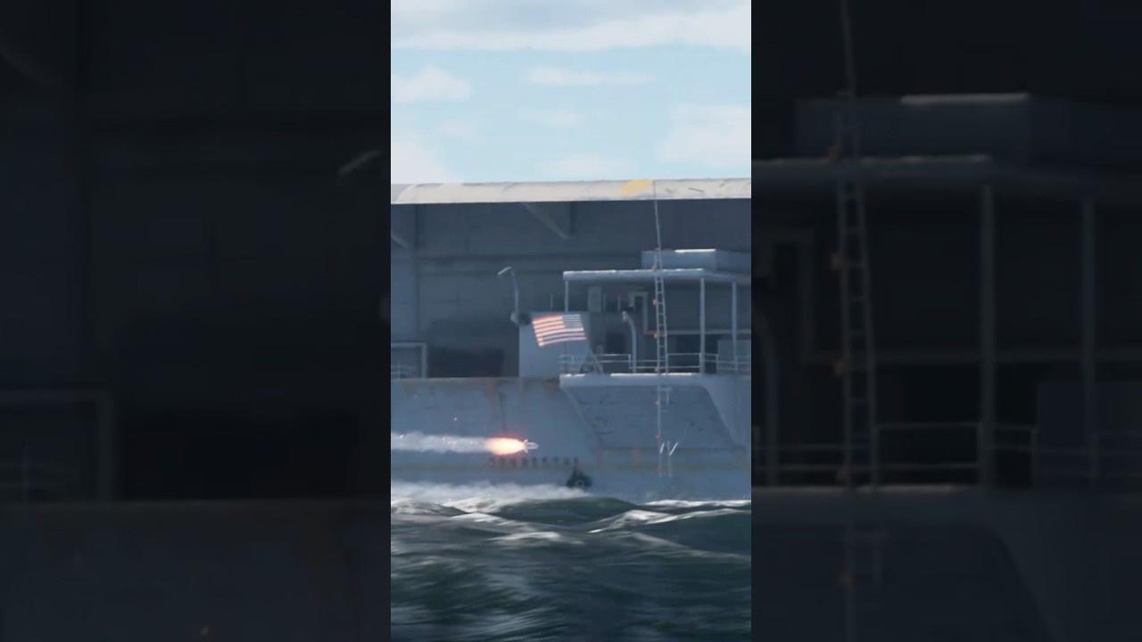 Deadly Harpoon missile strikes massive US aircraft carrier!