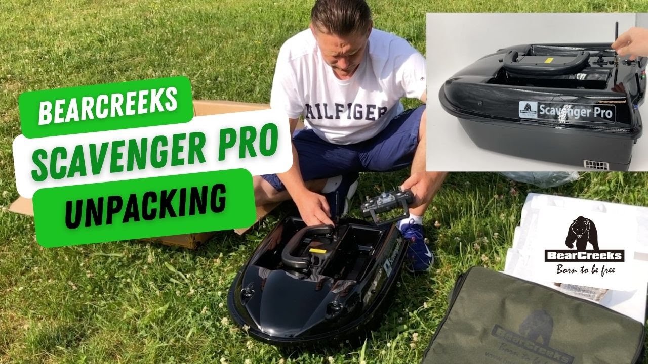 BearCreeks Scavenger Pro bait boat unpacking & functions demonstration