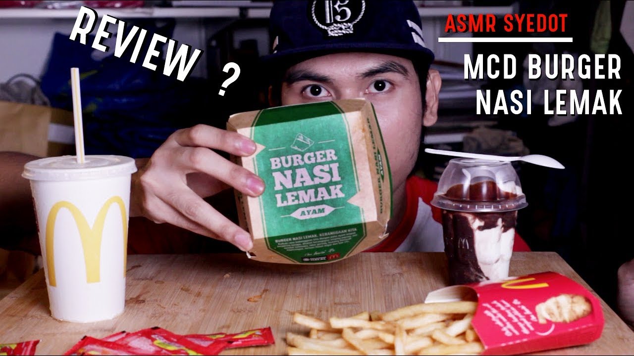 ASMR & REVIEW : MCD BURGER NASI LEMAK (EATING SOUND)