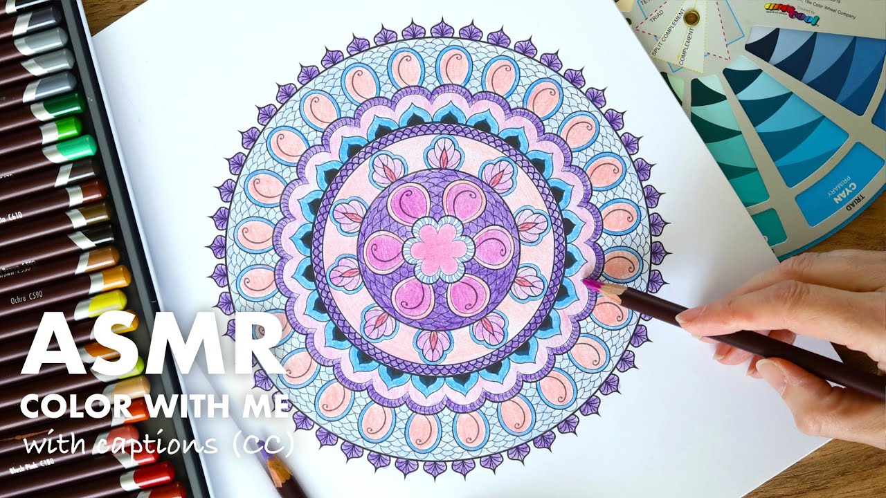 Relaxing Mandala Coloring Page - Pencil Sounds (No Talking)