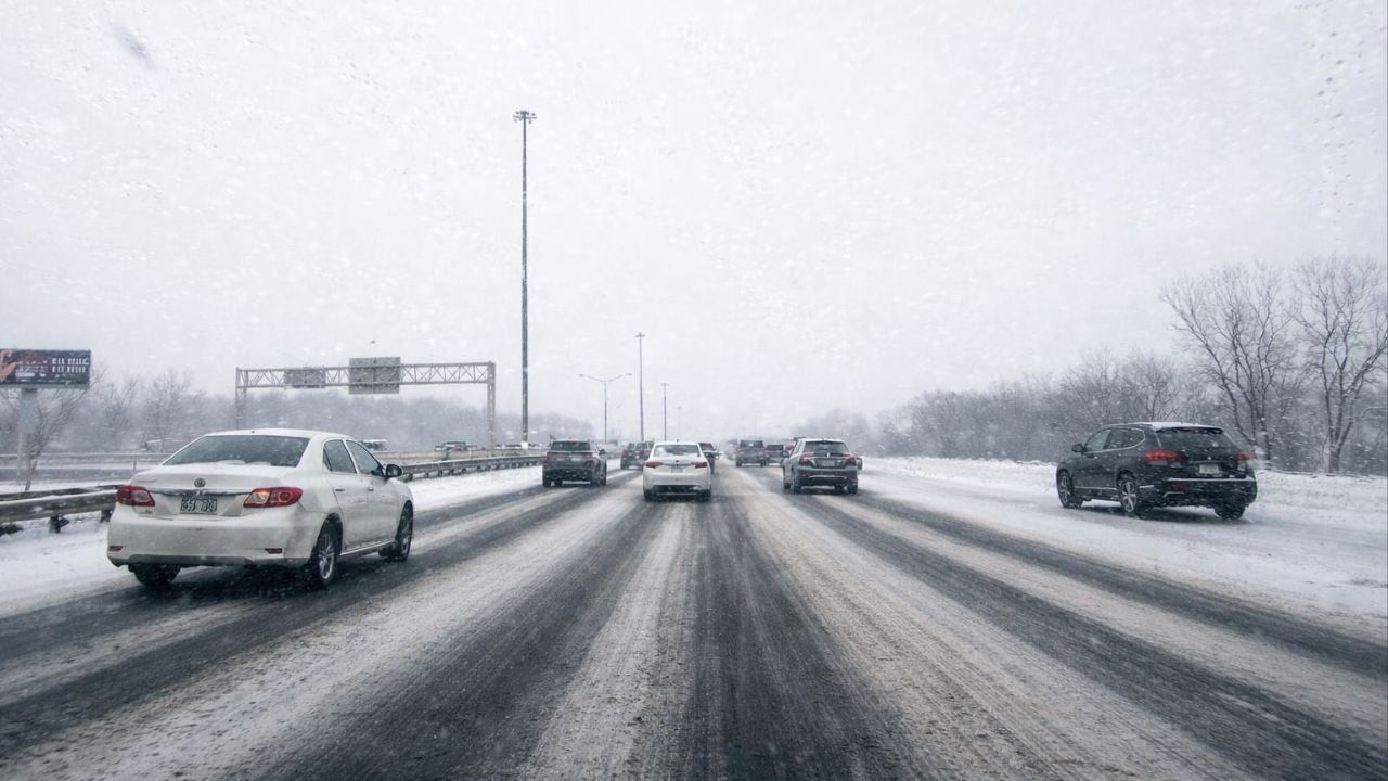 Driving on Highway 440, Laval | Snowfall on the Road | ASMR Canada