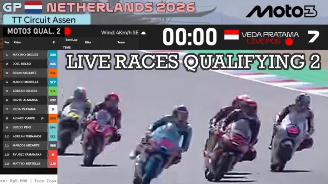 🔴LIVE RACES 🔵FULL LIVE QUALIFYING MOTO3 | MOTOGP ASSEN 🇳🇱 ~ VEDA EGA PRATAMA FINISH POSISI P7