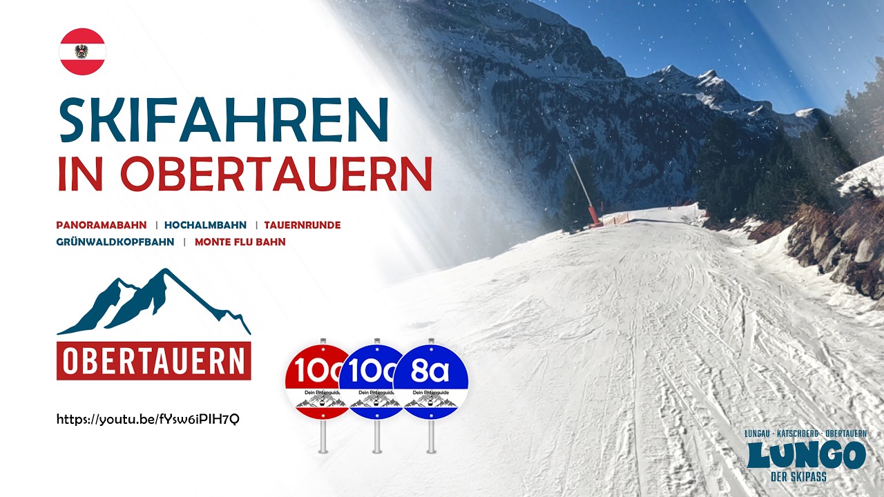 Obertauern - Pisten 10a (rot/blau) und 8a (blau) bis Monte Flu Bahn - Tauernrunde grün