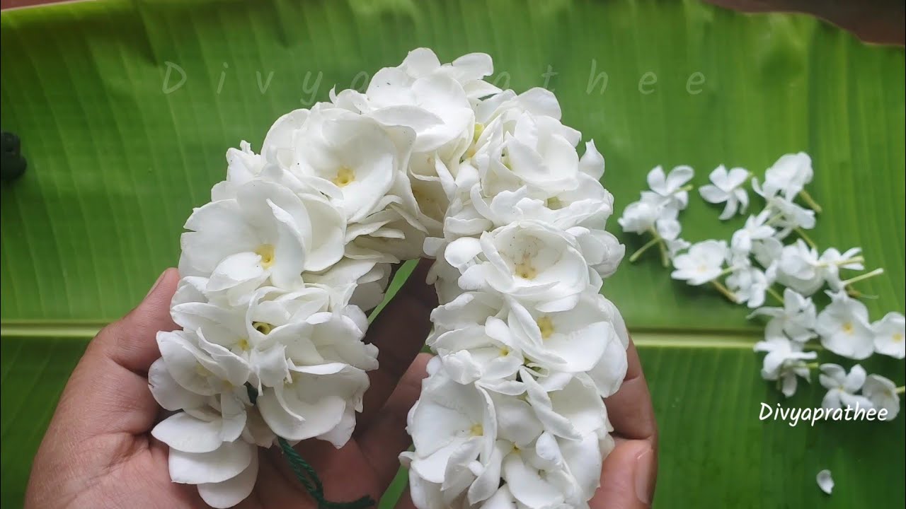 string flowers closely with Thread/new idea to tie flowers easily/star jasmine garland/diy poomalai 