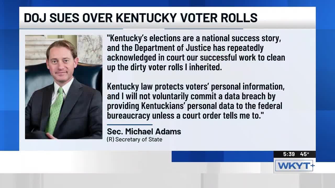 DOJ sues Kentucky over voter rolls