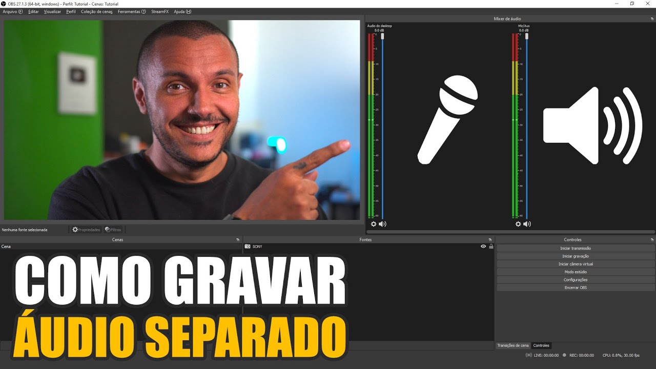 Como Gravar Áudio Separado Microfone + Alto Falantes - Tutorial OBS Studio [LEIA A DESCRIÇÃO]