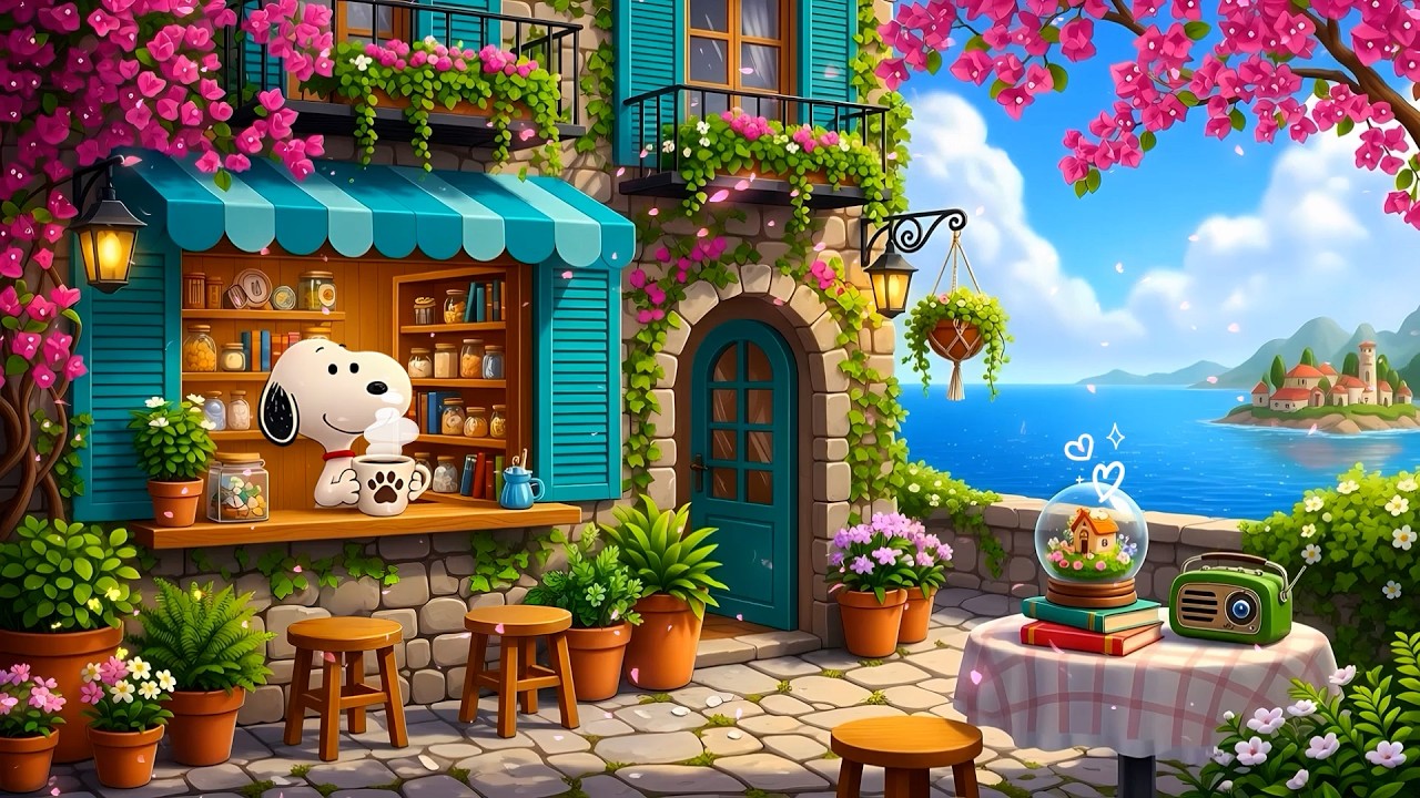Snoopy's Morning Coffee Seaside 🌸 Calm Lofi Moments to Unwind 🌼 Soft Lofi Relaxing Ambience