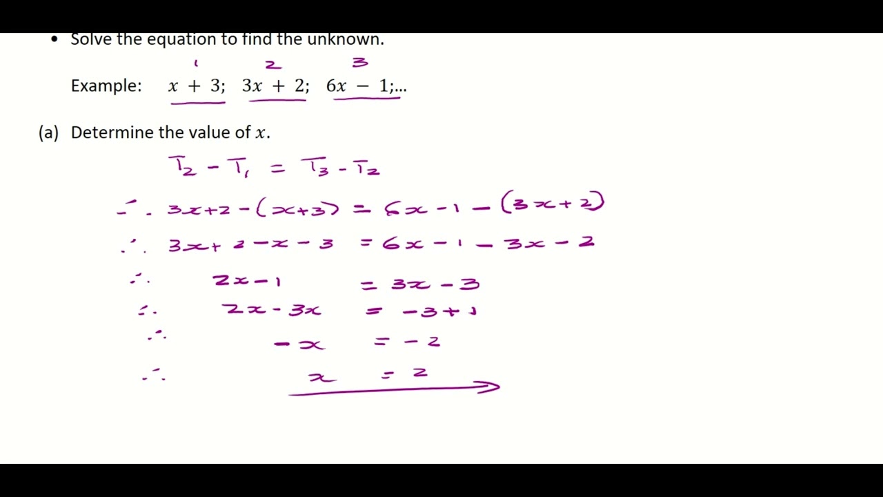 Linear Number Patterns with variables