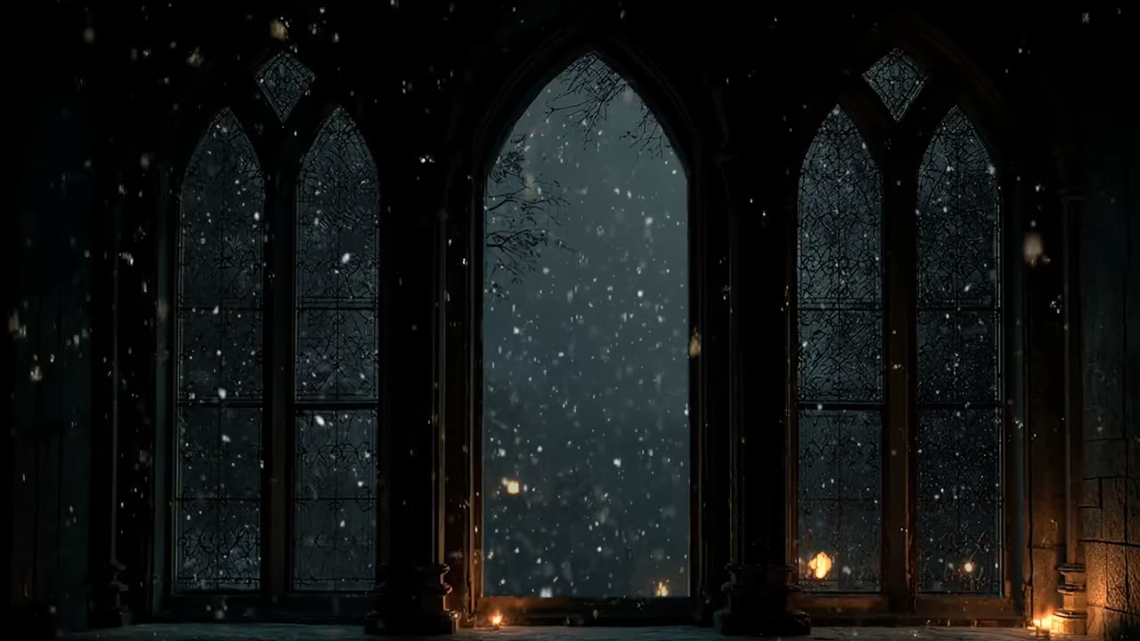 Silent Snowy Cabin Night ❄️ Soft Fireplace Crackling & Warm Light for Deep Sleep