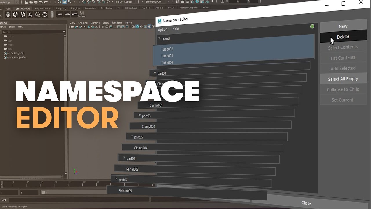 Maya's Namespace Editor - Clean up your Outliner