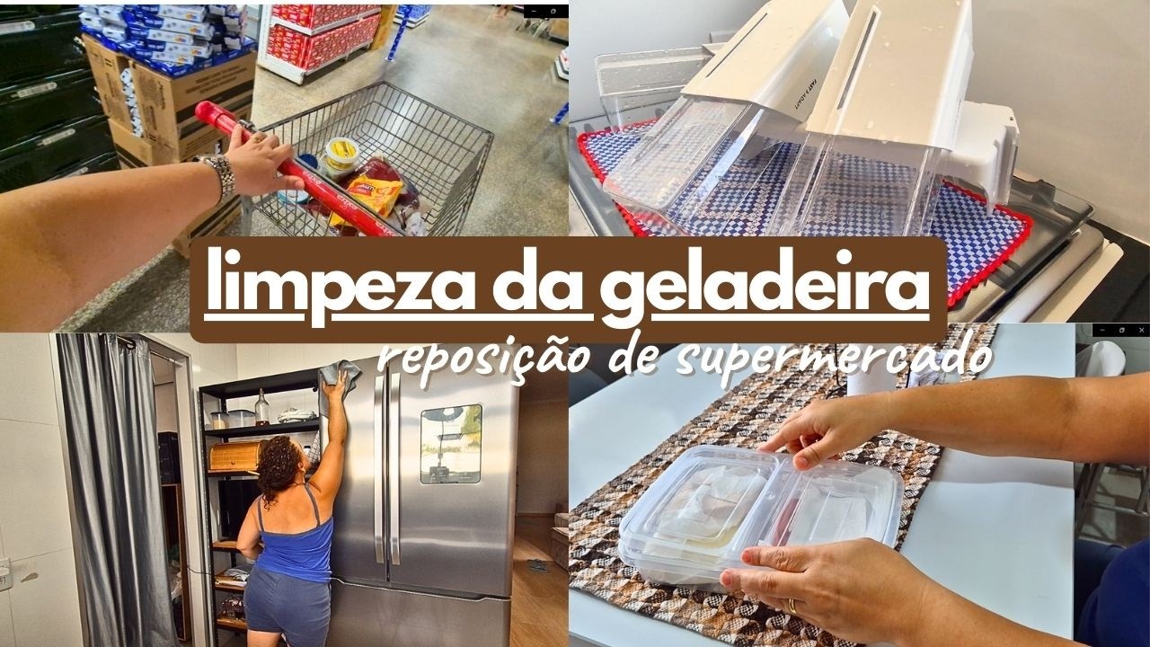 FAXINA DE SEGUNDA: Limpando a geladeira e reposição de supermercado 🛒✨