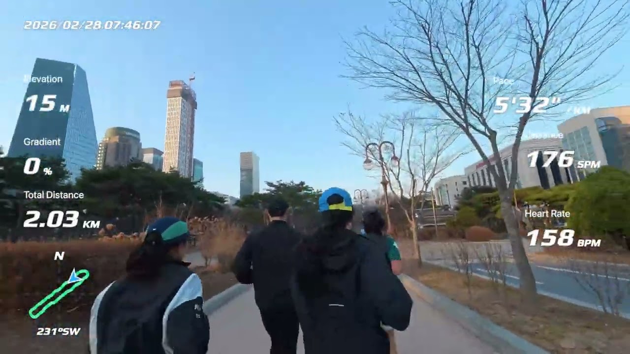 2026.02.28 토요일 여의도 공원 Saturday Seoul Yeouido Park, 20.29km, 5:24/km, 109min