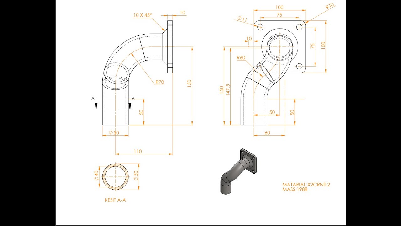 SOLİDWORKS SÜPÜREREK KATI OLUŞTURMA-EĞRİLERİ YANSIT
