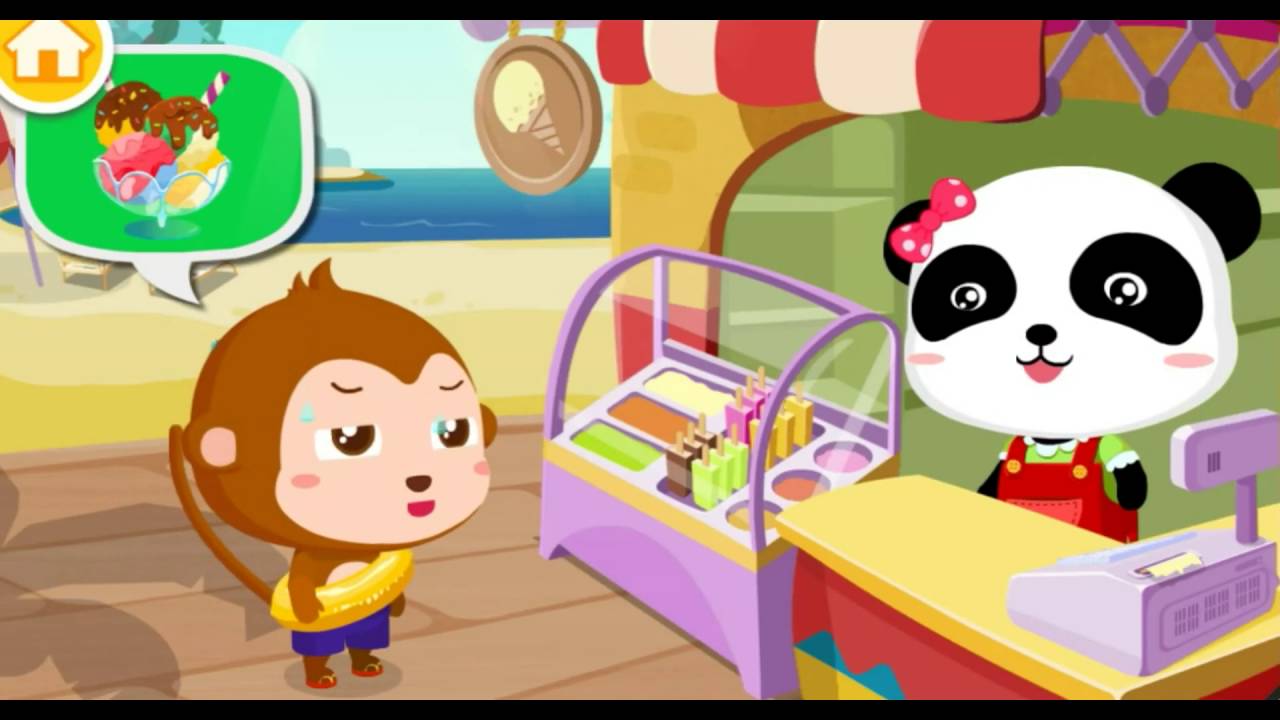 ИГРА, как мультики для детей Малыш панда Кики Готовим мороженое все серии