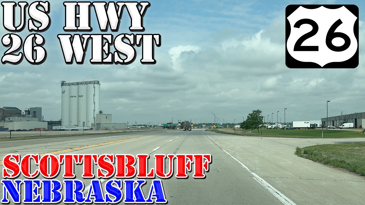 US 26 West - Scottsbluff - Nebraska - 4K Highway Drive