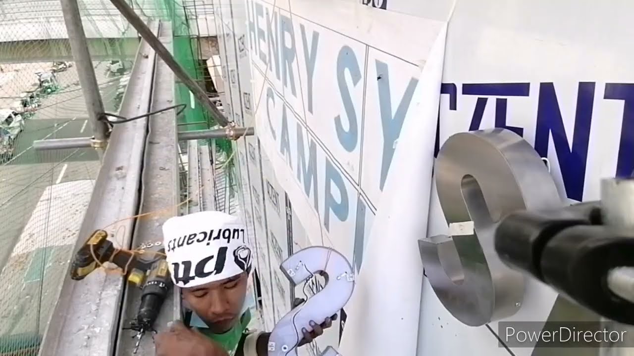 installation of stainless build up letters back lighted..
