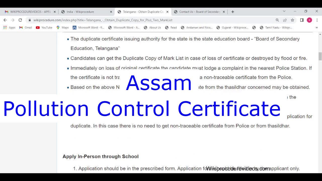 Assam - Obtain Pollution Under Control Certificate (Emission Certificate, PUC) Online