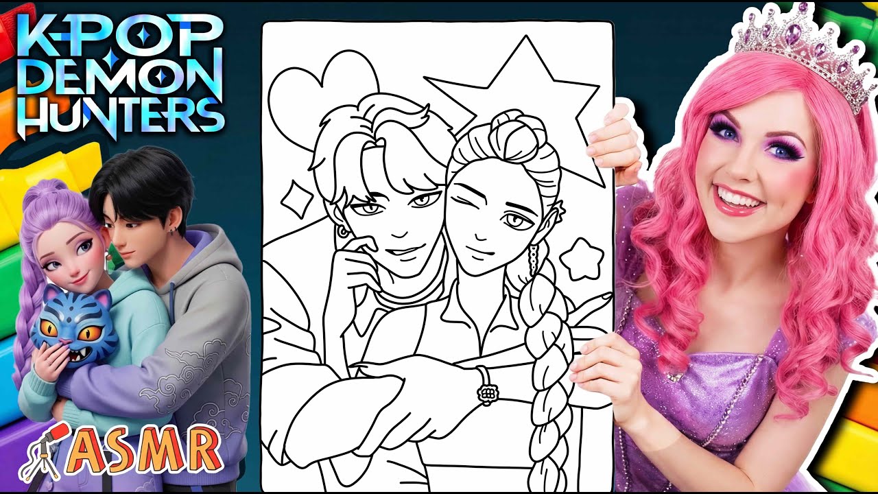 Coloring Rumi + Jinu from K-Pop Demon Hunters | Ohuhu Art Markers | ASMR Relaxing