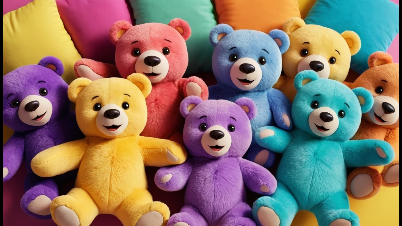 Acht Teddybären umarmen sich fest | Kuschellied & Zählen für Kinder