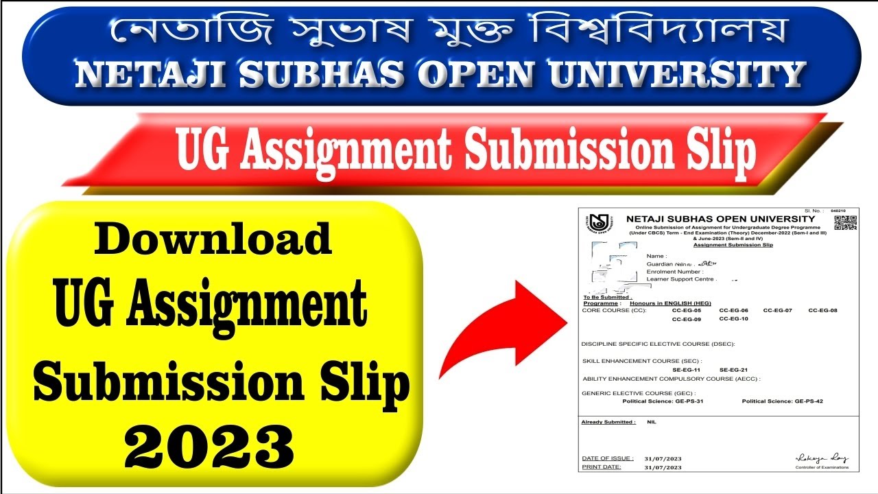 NSOU Invalid Student Problem UG/BDP Assignment Submission Slip Download Step by step BA BSc BCom
