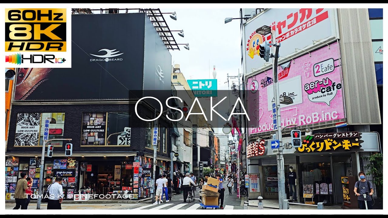 Raw Osaka City Walk 8K HDR Dolby Vision 60 | Authentic Japan Street Tour