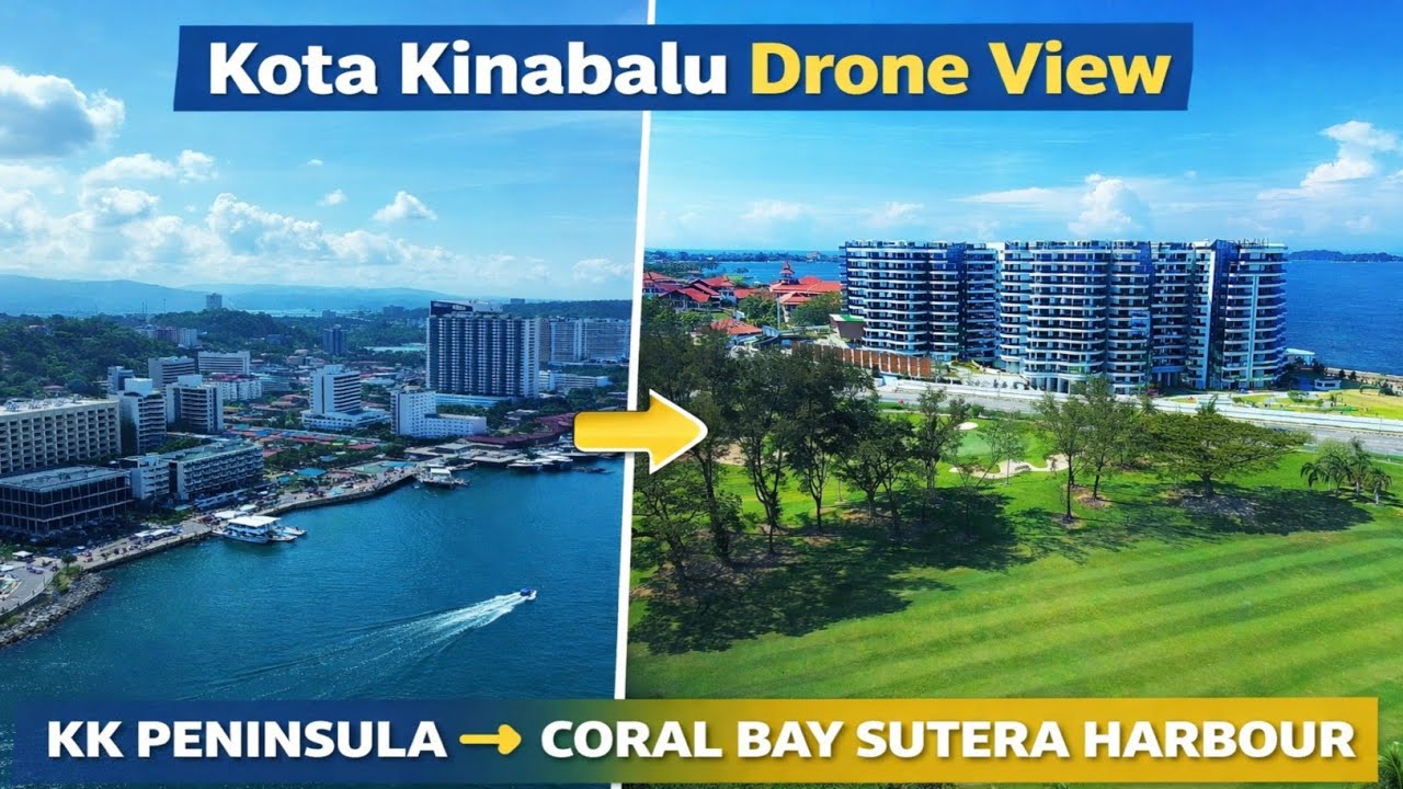 Kota Kinabalu Drone Flight | KK Peninsula to Coral Bay Sutera Harbour