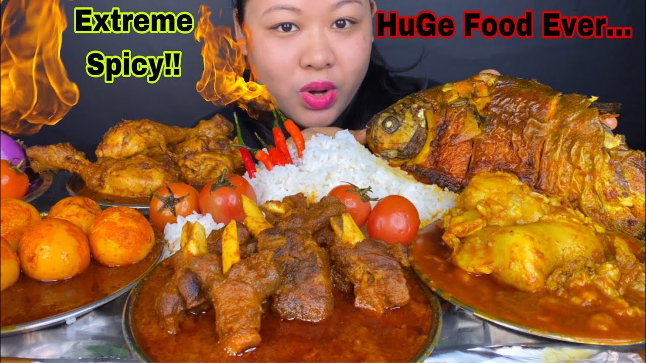 ‘SPICY’ MUTTON CURRY, MUTTON FAT CURRY, CHICKEN CURRY, EGG CURRY & WHOLE FISH FRY MUKBANG BIG BITES