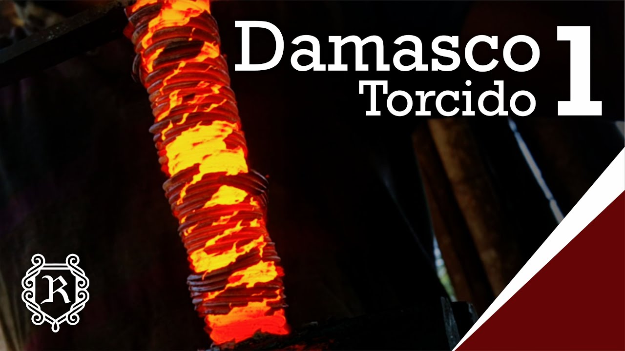 Damasco Torcido Forjado manualmente!  Twisted Damacus Steel forging without power hammer