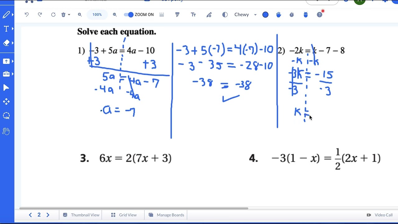 Solving Equations with Variables on both sides #solvingequations #algebra