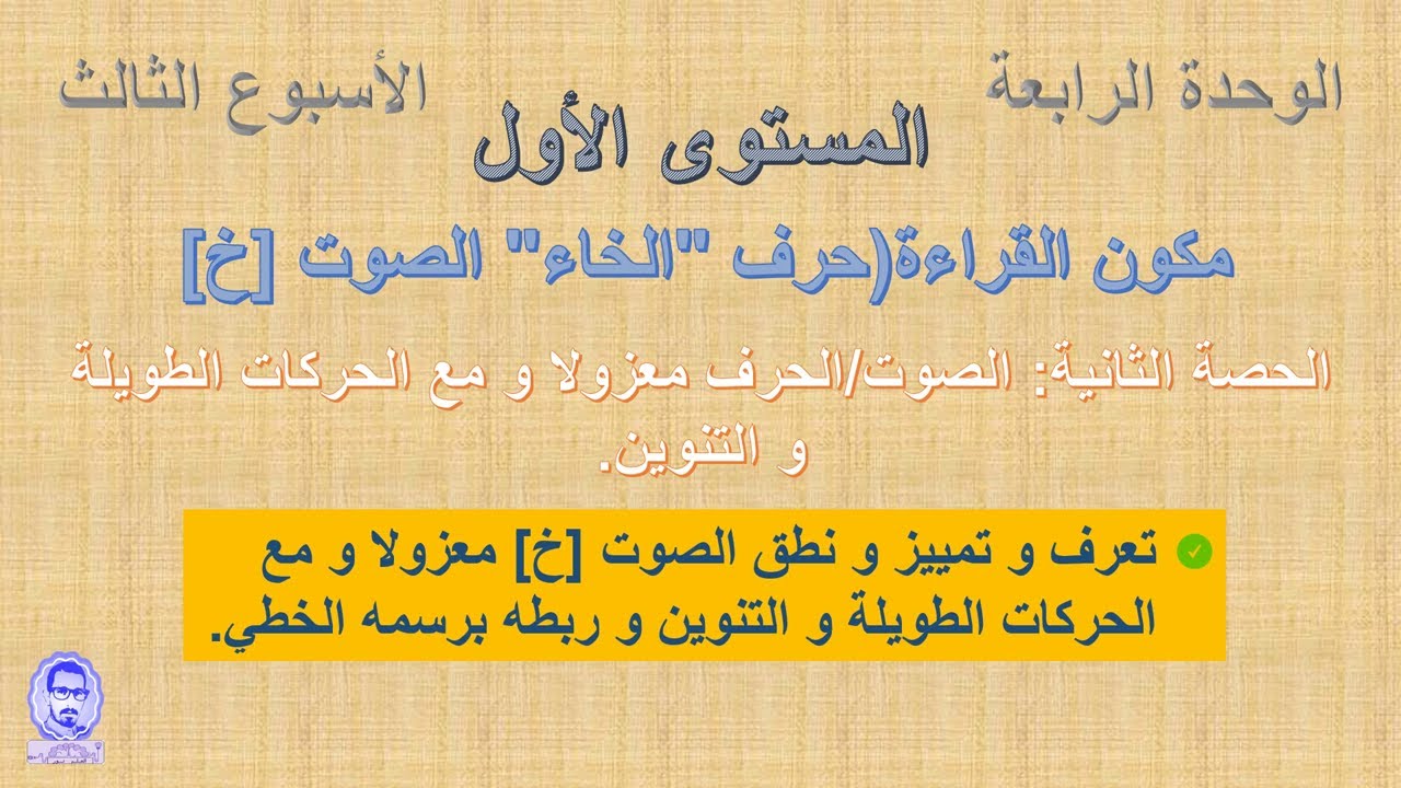 مكون القراءة _ حرف الخاء (خ) _الصوت [خ] _الحصة الثانية///القراءة المقطعية