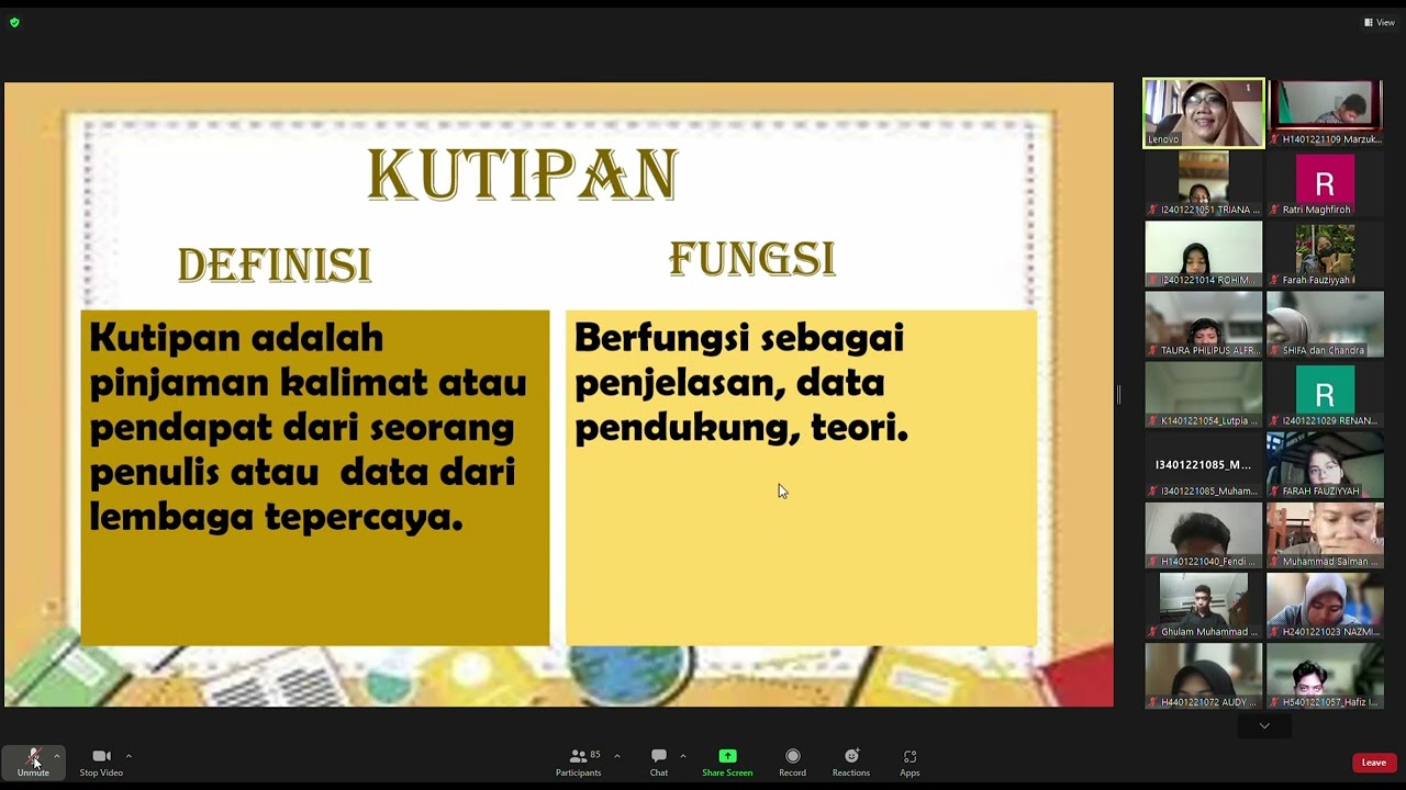 Zoom Kuliah - Bahasa Indonesia Pertemuan 2 Mei 2023