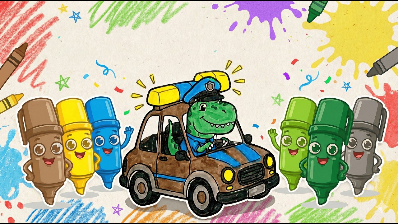 Mewarnai Gambar T-Rex Menjadi Polisi