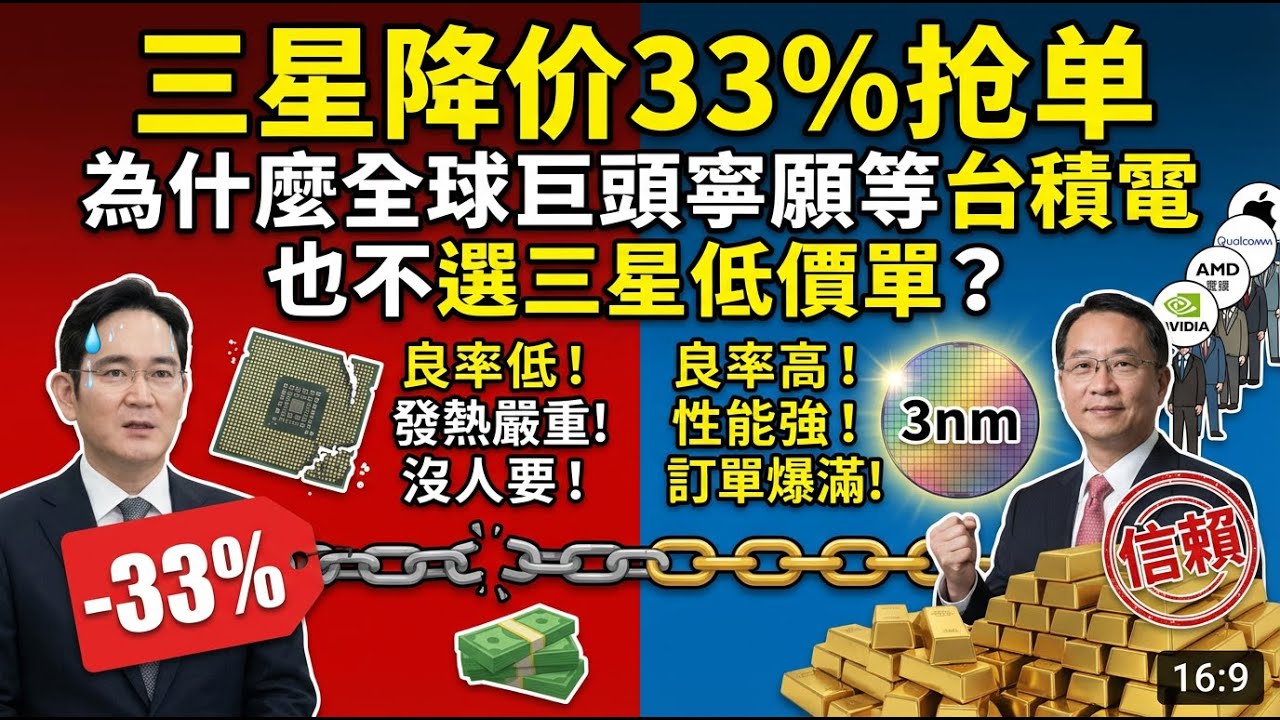三星降價百分之33搶單，為什麼寧願等臺積電，也不選擇三星。