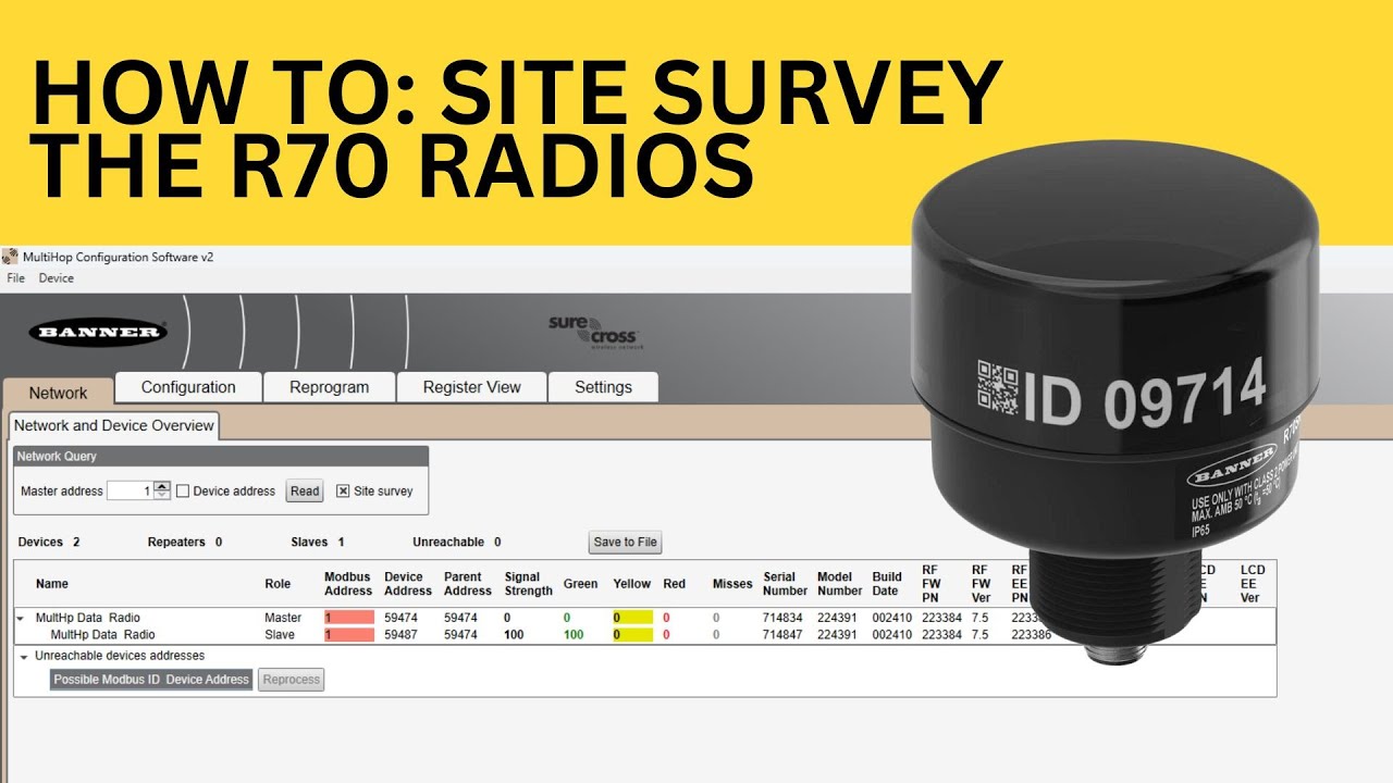 How To Do A Site Survey with the R70 Serial Data Radios from Banner Engineering