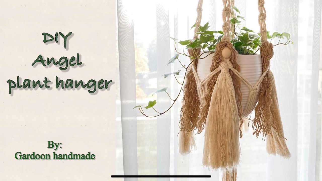 Angel macrame plant hanger.       آویز گلدان فرشته