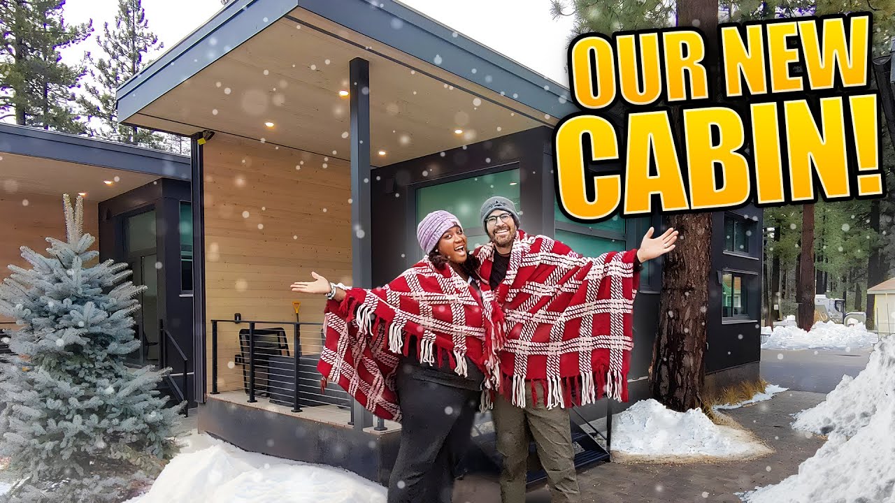 We Swapped Van Life for Tiny LUXURY Mountain Cabin in Snow (Home Tour) - RV Life