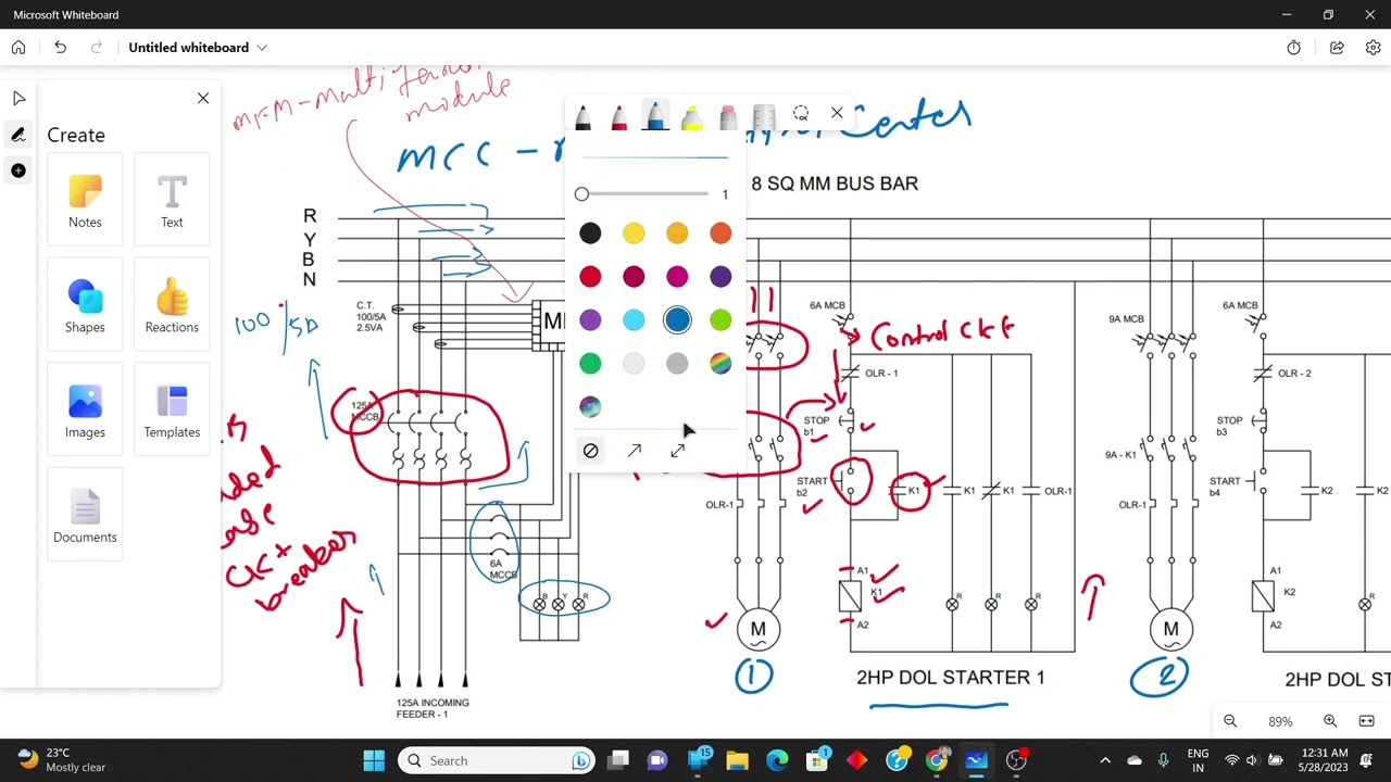 Схема электропроводки панели центра управления двигателями (MCC) в AutoCAD Electrical