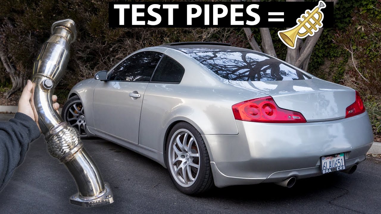 Installing Resonated Test Pipes on my G35 Coupe + Revs and Flybys!