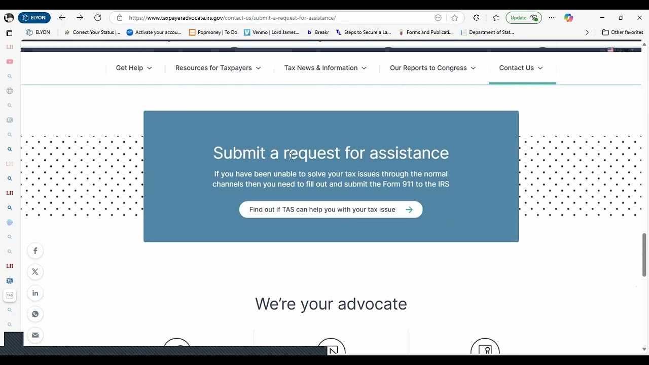 IRS 911 FORM: Taxpayer Assistance Application by 