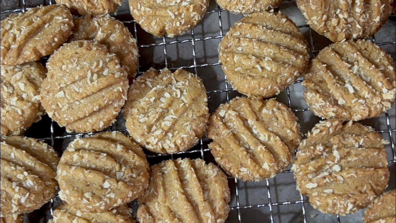 Biskut Kelapa Rangup Tanpa Telur paling simple - 4 bahan sahaja / Eggless Crunchy Coconut Cookies  