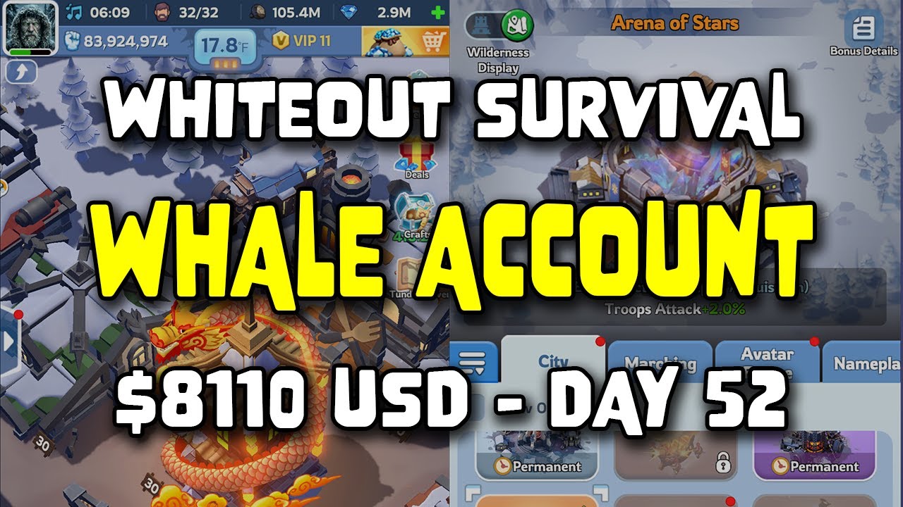 WOS Whale Account - $8110 USD - Day 52