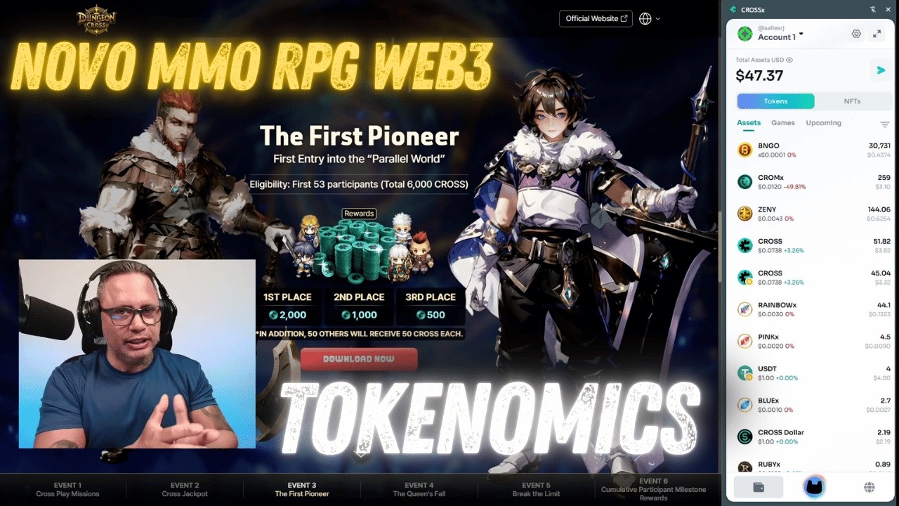 PRIMEIRO GUIA COMPLETO DE COMO SACAR E FARMAR CRIPTOS EM DUNGEON CROSS NOVO MMORPG NA WEB3