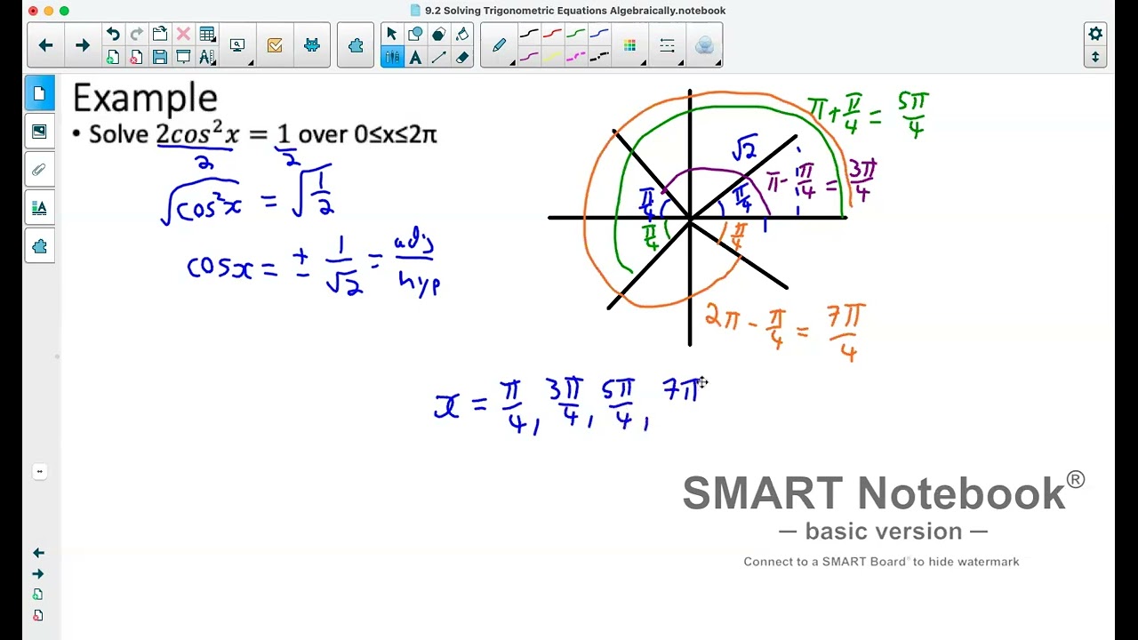 Precalculus 12: 9.2 Solving Trigonometric Equations Algebraically