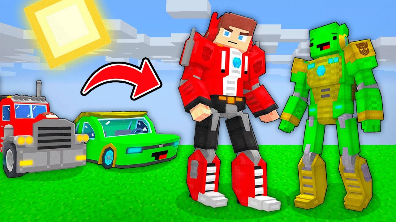 JJ and Mikey BECOME TRANSFORMERS - Maizen Minecraft Animation