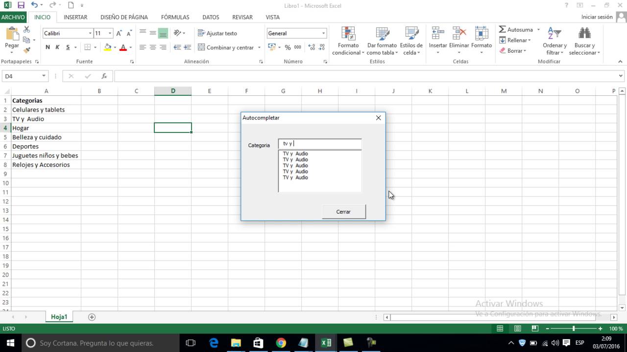 Autocompletar texto en formulario de excel vba