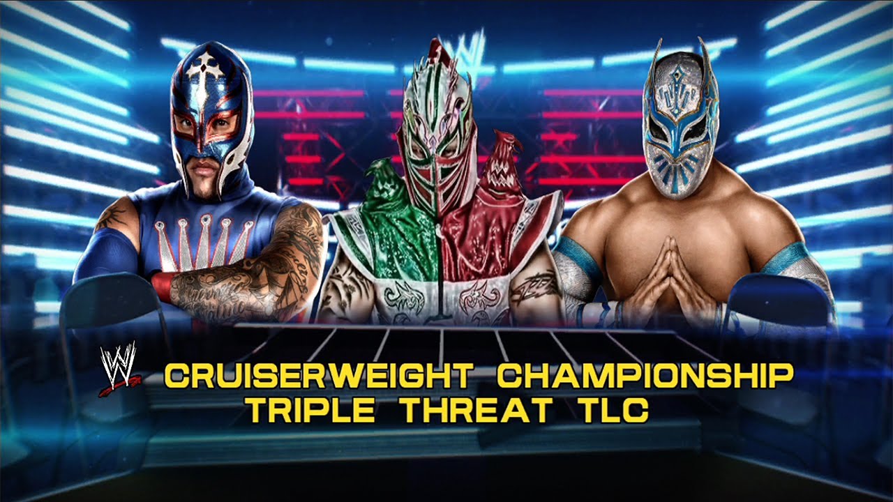 WWE 2K14: Kalisto vs Sin Cara vs Rey Mysterio- Triple Threat TLC Match- Cruiserweight Championship
