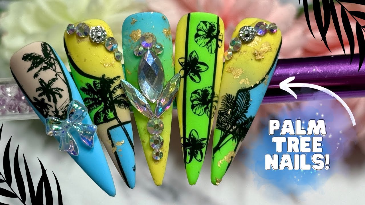 SUMMER PALM TREE FUN NAIL ART! SUMMER STAMPING NAIL TUTORIAL| 3 WAY OMBRE| MADAM GLAM