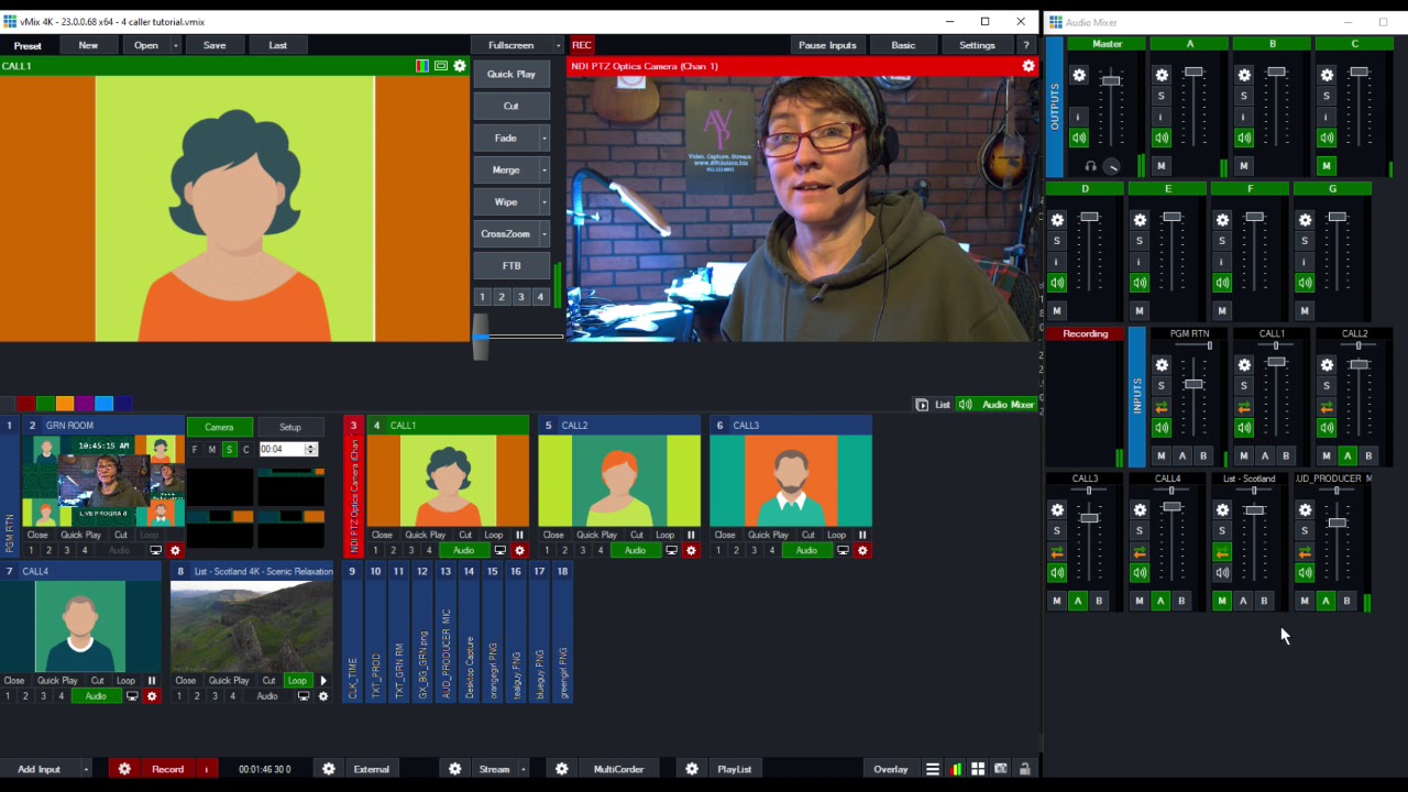 Vmix Call adjustable return audio (Green Room)