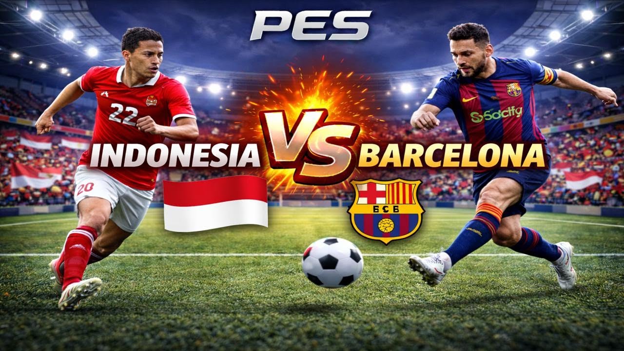 Indonesia vs Barcelona - Pro Evolution Soccer Gameplay