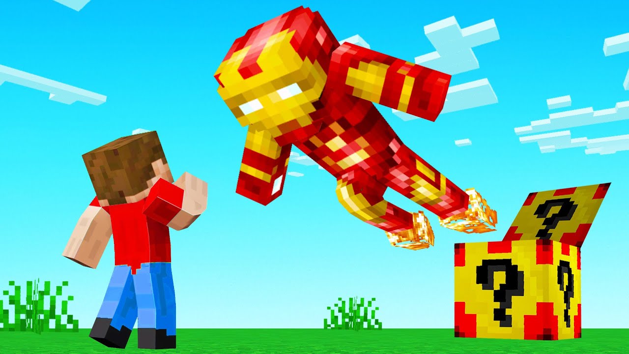 We Open IRON MAN LUCKY BLOCKS! (Minecraft)